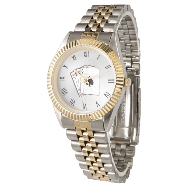 Aces w Black Roman Numerboeken Horloge (Gekanteld)