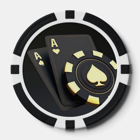 "Aces" Zwart Poker Chips (Voorkant)