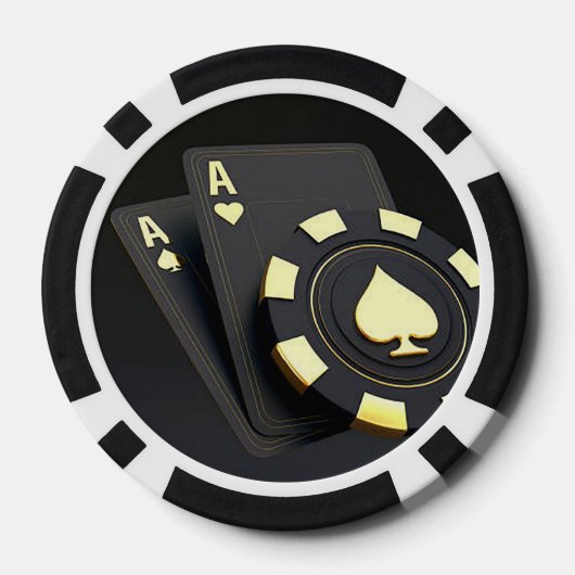 "Aces" Zwart Poker Chips (Achterkant)