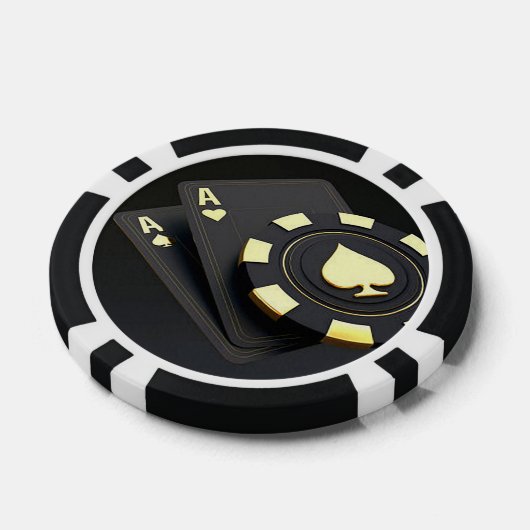 "Aces" Zwart Poker Chips (Enkel)