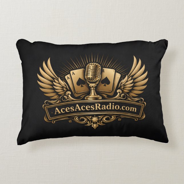 acesacesradio black and gold accent kussen (Voorkant)