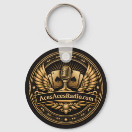 acesacesradio zwart en goud sleutelhanger