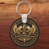 acesacesradio zwart en goud sleutelhanger (Voorkant)