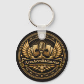 acesacesradio zwart en goud sleutelhanger (Achterkant)