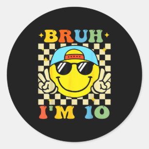 Ach man, ik ben 10 jaar oud blauwe verjaardag jong ronde sticker