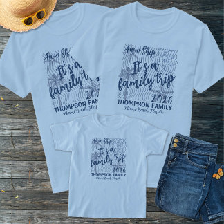 Ach Schip Blauw Monochroom Familie Vakantie Matchi T-shirt