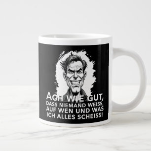 Ach wie goed, dat niemand weet waar ik... grote koffiekop