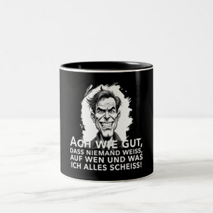Ach wie goed, dat niemand weet waar ik... tweekleurige koffiemok