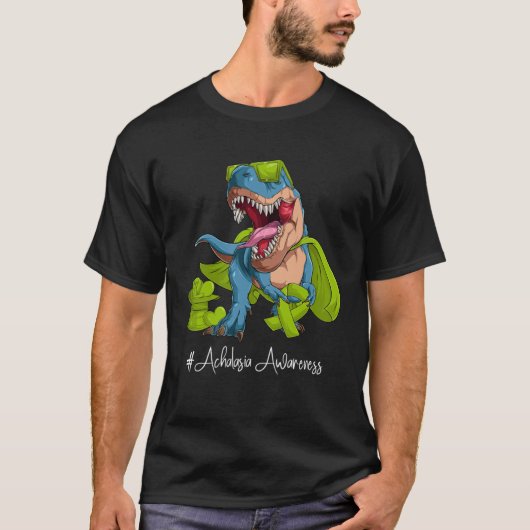 Achalasia Awareness Maand Lime Groen Lint Trex T-shirt (Voorkant)