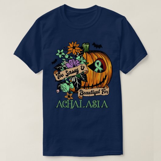 Achalasia Awareness retro halloween enge pompoen T-shirt (Design voorkant)