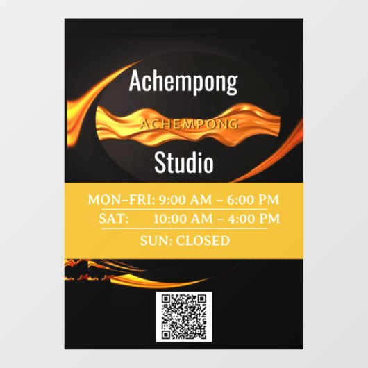 Achempong Custom Business Hours Window Decal – Lux (Vel)