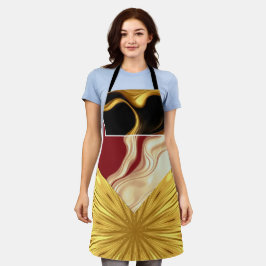 Achempong Designer Apron: Opulent Swirl Crimson Go Schort