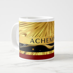 Achempong Designer Drinkware: Crimson & Gold Opule Grote Koffiekop