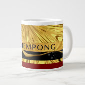 Achempong Designer Drinkware: Crimson & Gold Opule Grote Koffiekop (Voorkant rechts)