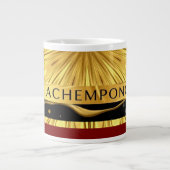 Achempong Designer Drinkware: Crimson & Gold Opule Grote Koffiekop (Voorkant)
