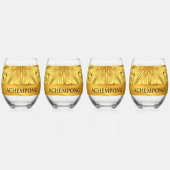 Achempong Designer Drinkware: Crimson & Gold Opule Wijnglas Zonder Voet (Voorkant)