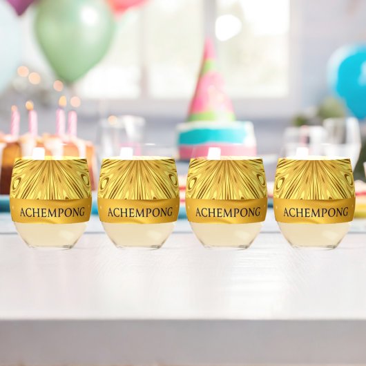 Achempong Designer Drinkware: Crimson & Gold Opule Wijnglas Zonder Voet (Insitu (Verjaardag))