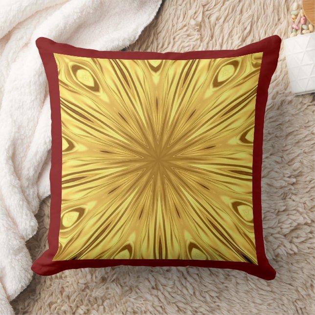Achempong Designer Pillow: Crimson & Gold Opulent  Kussen (Deken)