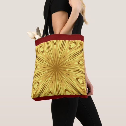 Achempong: Gilded Zenith Opulen Swirl Crimson Gold Tote Bag (Dichtbij)