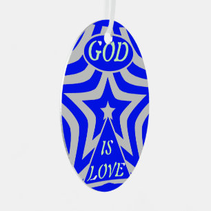 Achempong God Is Love Star Blauw Geometrisch Metalen Ornament