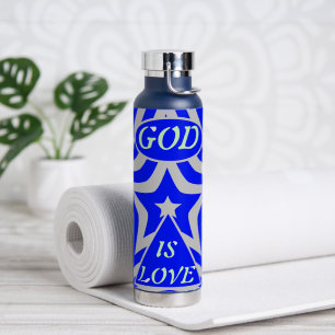 Achempong God Is Love Star Blauw & Grijs RVS  Waterfles