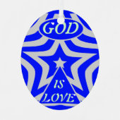 Achempong God Is Love Star Blue Geometric Metalen Ornament (Voorkant)