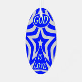 Achempong God Is Love Star Blue Geometric Metalen Ornament (Voorkant links)