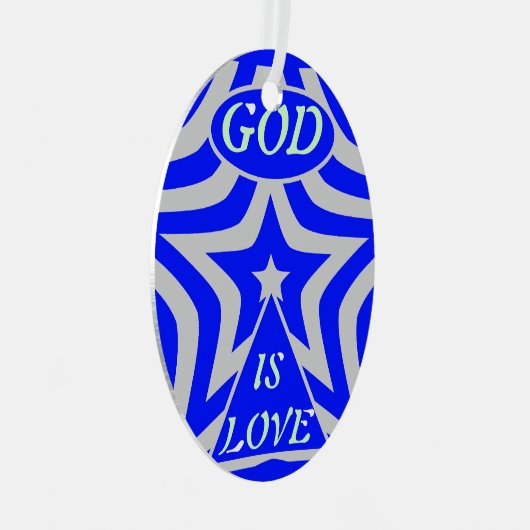 Achempong God Is Love Star Blue Geometric Metalen Ornament (Voorkant Rechts)