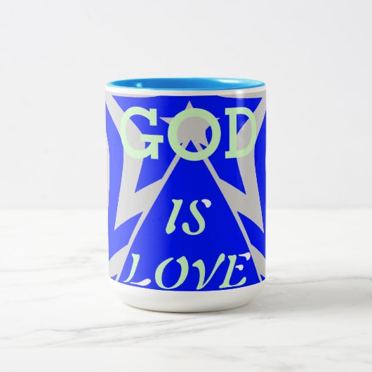 Achempong God Is Love Star Blue & Gray Two-Tone Co Tweekleurige Koffiemok (Center)