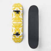 Achempong God Is Love Star Cyber Yellow & White  Persoonlijk Skateboard (Voorkant)