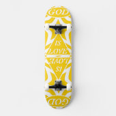 Achempong God Is Love Star Cyber Yellow & White  Persoonlijk Skateboard (Voorkant)