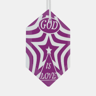 Achempong God Is Love Star Diep Paars Zeshoek Glas Ornament