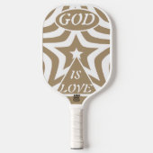 Achempong God Is Love Star Light Taupe - White Pickleball Paddle (Voorkant)