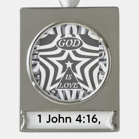 Achempong God Is Love Star Monochrome Faith Home Verzilverd Banner Ornament (Voorkant)