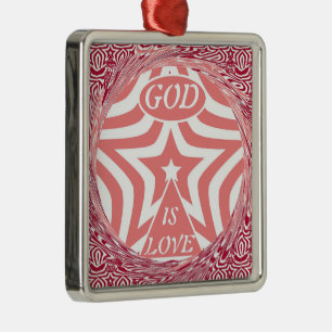 Achempong God Is Love Star Rode Draaikolk Premium  Metalen Ornament