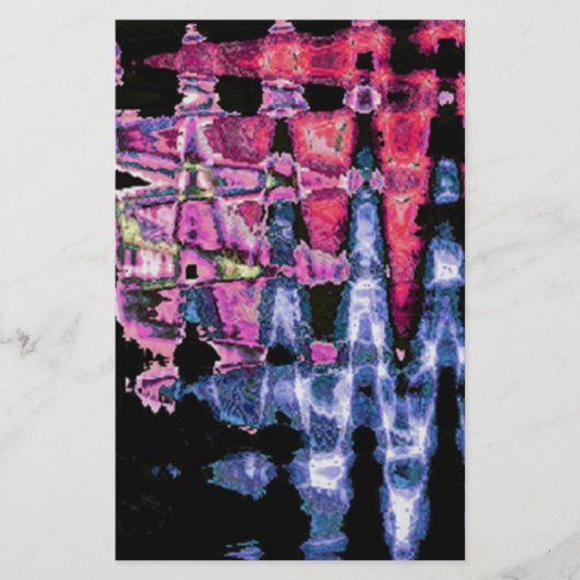 Achempong Modern Synthwave: Roze Blauwe Abstracte  Briefpapier (Voorkant)