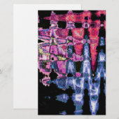 Achempong Modern Synthwave: Roze Blauwe Abstracte  Briefpapier (Voorkant / Achterkant)