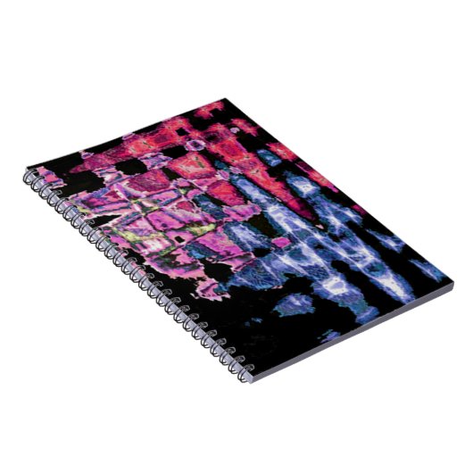 Achempong Moderne Synthwave: Roze Blauwe Abstract Notitieboek (Rechterzijde)
