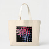 Achempong Moderne Synthwave: Roze Blauwe Abstracte Grote Tote Bag (Voorkant)