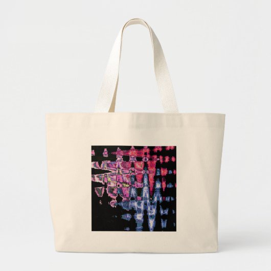 Achempong Moderne Synthwave: Roze Blauwe Abstracte Grote Tote Bag (Voorkant)
