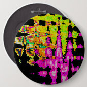 Achempong Neon Crimson: Abstracte Glitch Kunst Ronde Button 6,0 Cm (Voorkant /achterkant)
