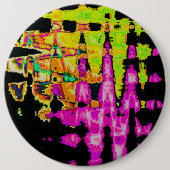Achempong Neon Crimson: Abstracte Glitch Kunst Ronde Button 6,0 Cm (Voorkant)