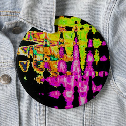 Achempong Neon Crimson: Abstracte Glitch Kunst Ronde Button 6,0 Cm (In situ)