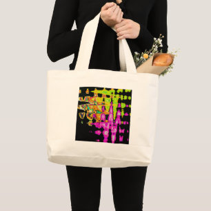 Achempong Neon Crimson: Abstracte Glitchkunst Grote Tote Bag