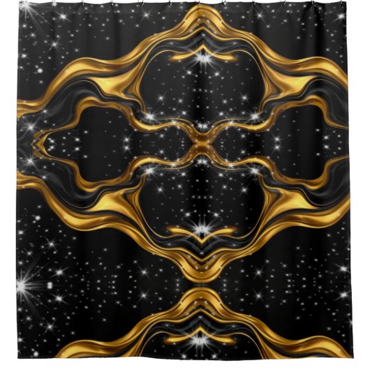 Achempong Opulent Gold Black Monochrome Designer B Douchegordijn (Voorkant)