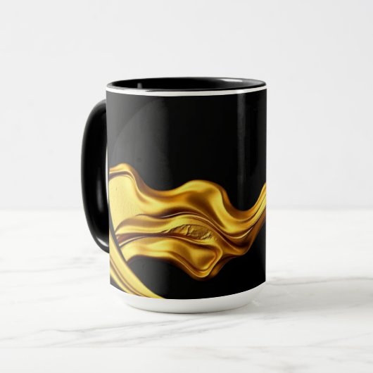 Achempong Opulent Liquid Gold Black Monochrome Art Mok (Voorkant links)