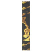 Achempong Opulent Swirl Liquid Gold Black Monochro Lange Tafelloper (Voorkant)