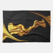 Achempong Opulent Swirl Liquid Gold Black Monochro Theedoek (Horizontaal)