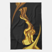 Achempong Opulent Swirl Liquid Gold Black Monochro Theedoek (Verticaal)