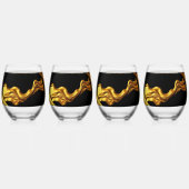 Achempong Opulent Swirl Liquid Gold Black Monocrom Wijnglas Zonder Voet (Achterkant)